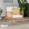 Contemporary Cushioned Eucalyptus Wood Patio Accent Chair ‚Äì Brown