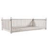 TOPMAX Patio Minimalist Twin Size Garden Swing Bed Wood Porch Swing with Ropes for Backyard, Safe Sloped Design, White