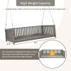 TOPMAX Patio Minimalist Twin Size Garden Swing Bed Wood Porch Swing with Ropes for Backyard, Safe Sloped Design, Gray