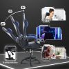Game Chair, Adult Electronic Gaming Chair, Ergonomically Designed, PU Leather, Lounge Chair with Footstool and Waist Support, Office Chair, Blue