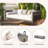 TOPMAX Patio Minimalist Twin Size Garden Swing Bed Wood Porch Swing with Ropes for Backyard, Safe Sloped Design, Gray