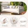 TOPMAX Patio Minimalist Twin Size Garden Swing Bed Wood Porch Swing with Ropes for Backyard, Safe Sloped Design, White