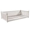 TOPMAX Patio Minimalist Twin Size Garden Swing Bed Wood Porch Swing with Ropes for Backyard, Safe Sloped Design, White