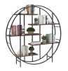 Round 5-Tier Metal Plant Stand bookcase storage rack, Indoor Living Room Terrace Garden Balcony Display Stand. Rustic Brown, 67'' W x 11.8'' D x 67''