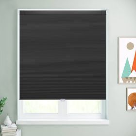 WELLSOURCE Cordless Cellular Shades without Drilling Honeycomb Blinds Blackout for Windows Bed Room, Office Easy to Install Custom Size (Color: Black, size: Contact us)