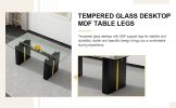 Table and chair set, large modern minimalist rectangular glass table, can accommodate 6-8 people, equipped with tempered glass tabletop and large MDF