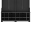ON-TREND Modern Style Multiple Functions Hallway Coat Rack with Metal Black Hooks;  Entryway Bench 60" Wide Hall Tree with Ample Storage Space and 24