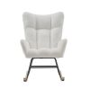 Rocking Chair Nursery, Solid Wood Legs Reading Chair with Teddy Fabirc Upholstered , Nap Armchair for Living Rooms, Bedrooms, Offices, Best Gift,Teddy
