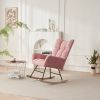 Rocking Chair Nursery, Solid Wood Legs Reading Chair with Teddy Fabirc Upholstered , Nap Armchair for Living Rooms, Bedrooms, Offices, Best Gift,Teddy