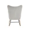 Rocking Chair Nursery, Solid Wood Legs Reading Chair with Teddy Fabirc Upholstered , Nap Armchair for Living Rooms, Bedrooms, Offices, Best Gift,Teddy